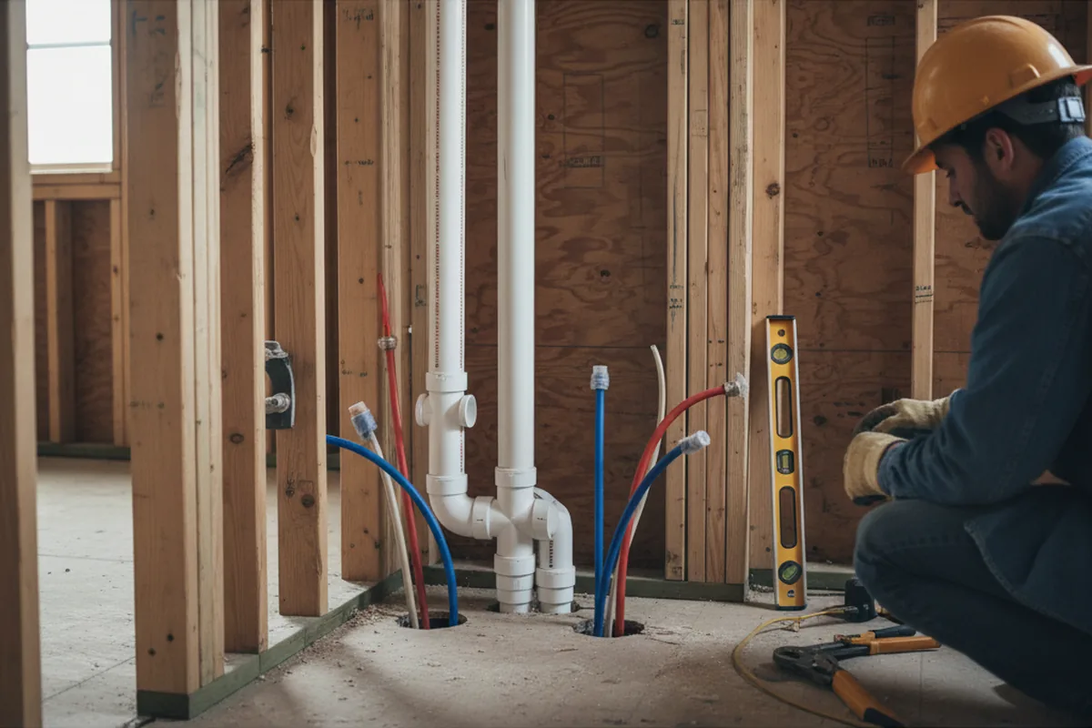 Drain and supply rough-in during Drain Cleaning in Pawcatuck