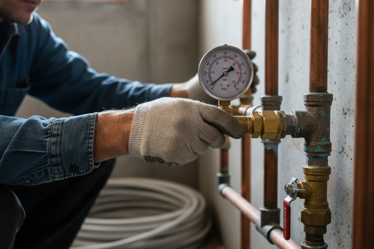 Pressure testing a repaired line during Water Line Repair in Pawcatuck